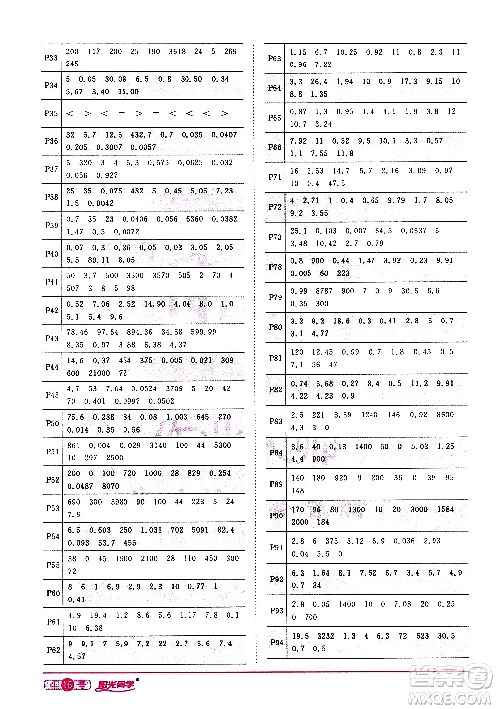 浙江教育出版社2021陽光同學(xué)課時達(dá)標(biāo)訓(xùn)練數(shù)學(xué)四年級下冊R人教版浙江專版答案