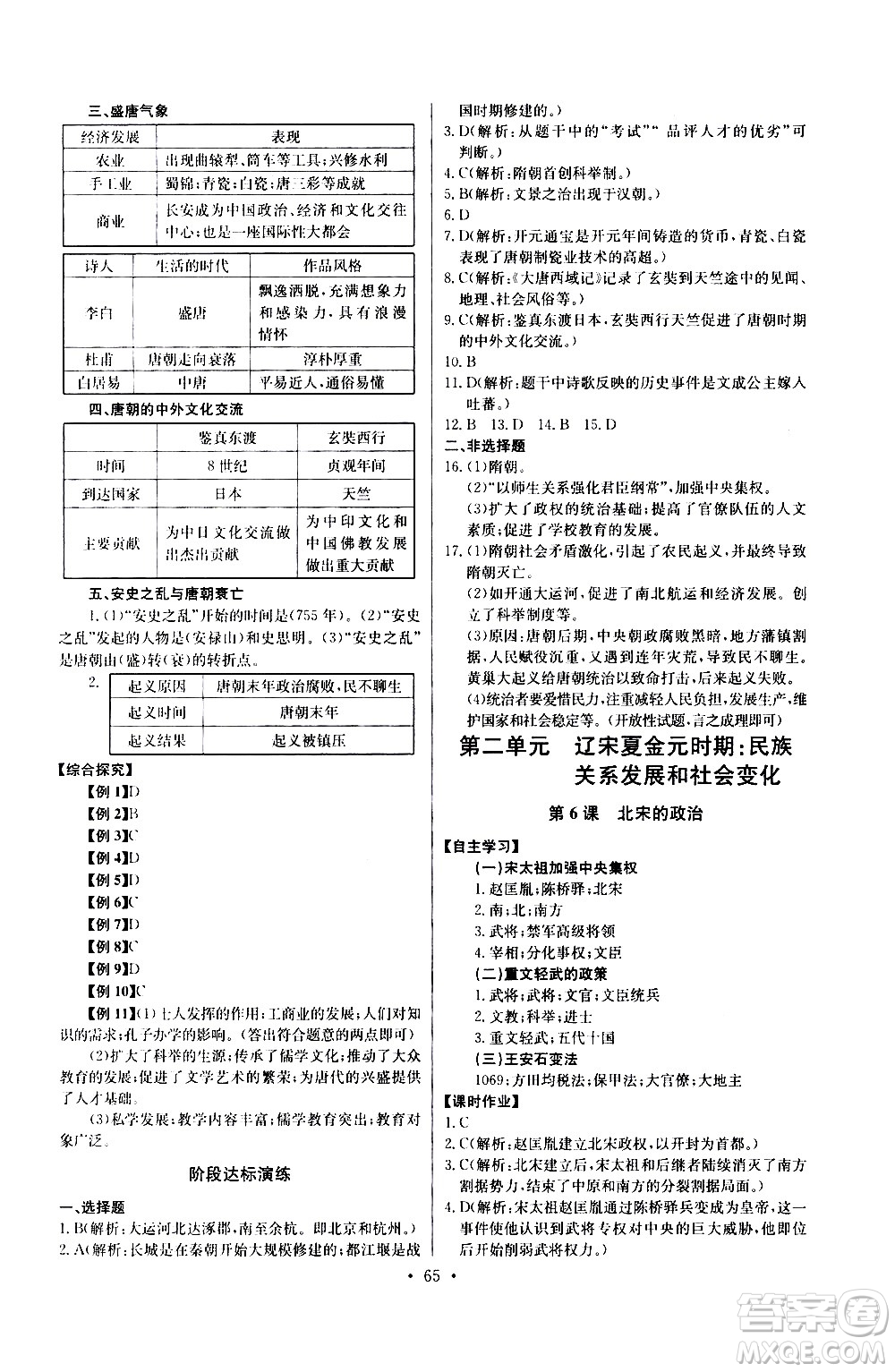 崇文書(shū)局2021長(zhǎng)江全能學(xué)案同步練習(xí)冊(cè)歷史七年級(jí)下冊(cè)人教版答案