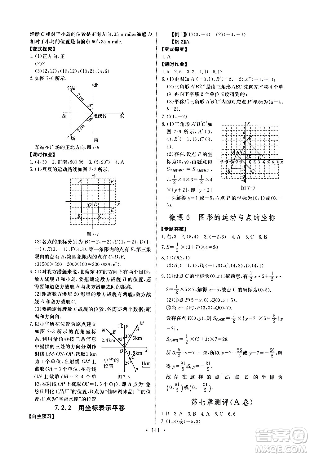 湖北少年兒童出版社2021長江全能學(xué)案同步練習(xí)冊數(shù)學(xué)七年級下冊人教版答案