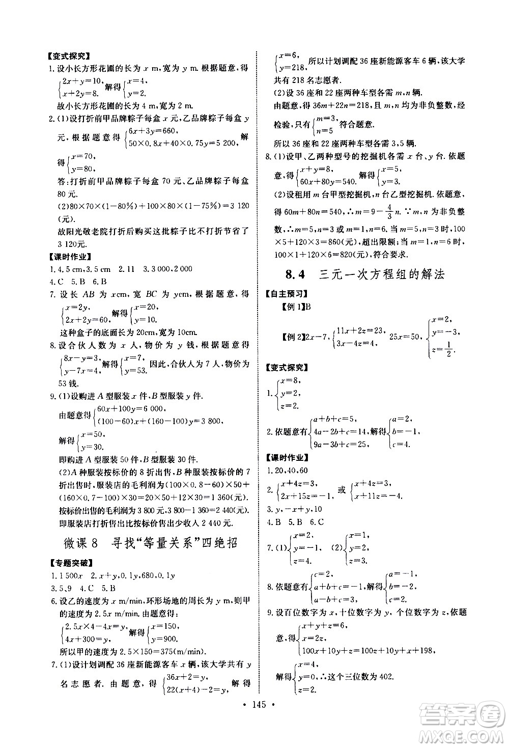 湖北少年兒童出版社2021長江全能學(xué)案同步練習(xí)冊數(shù)學(xué)七年級下冊人教版答案