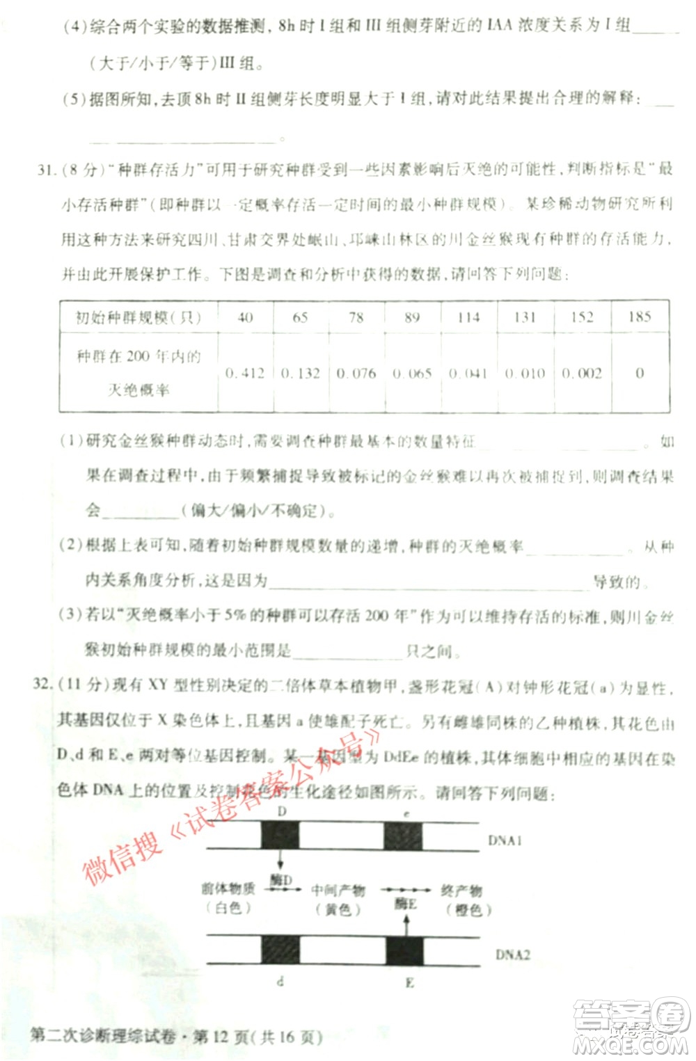 2021年甘肅省第二次高考診斷考試文科綜合試題及答案