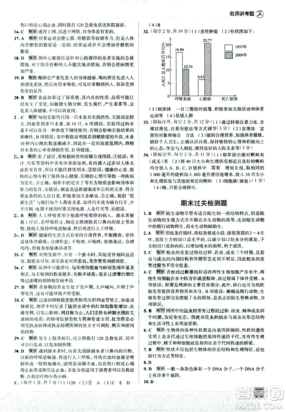 現(xiàn)代教育出版社2021走向中考考場生物學(xué)八年級下冊RJ人教版答案