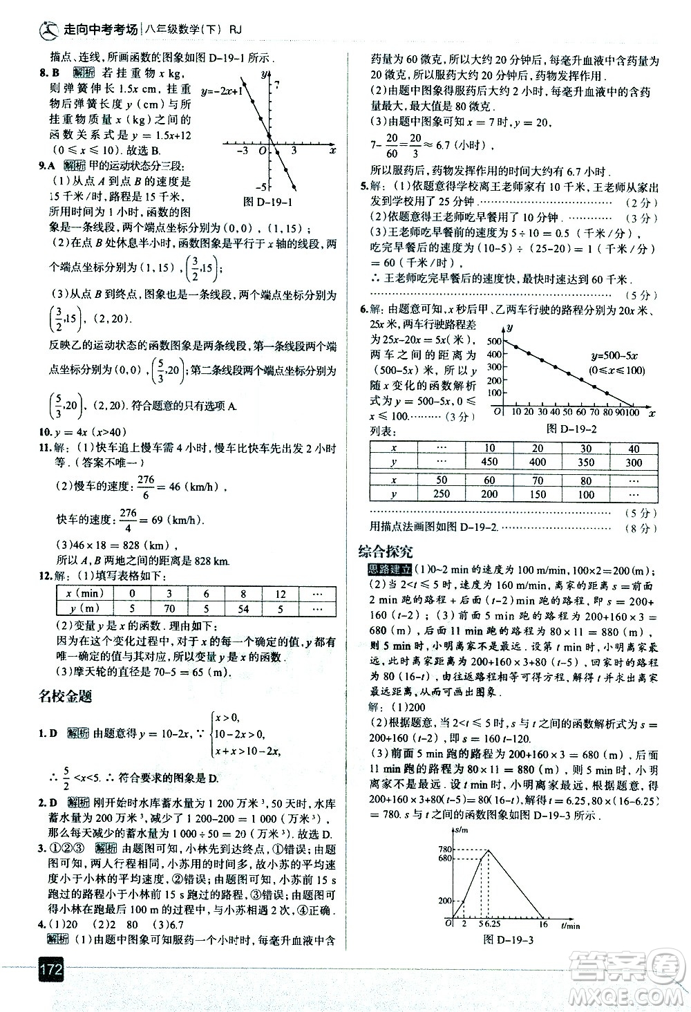 現(xiàn)代教育出版社2021走向中考考場(chǎng)數(shù)學(xué)八年級(jí)下冊(cè)RJ人教版答案