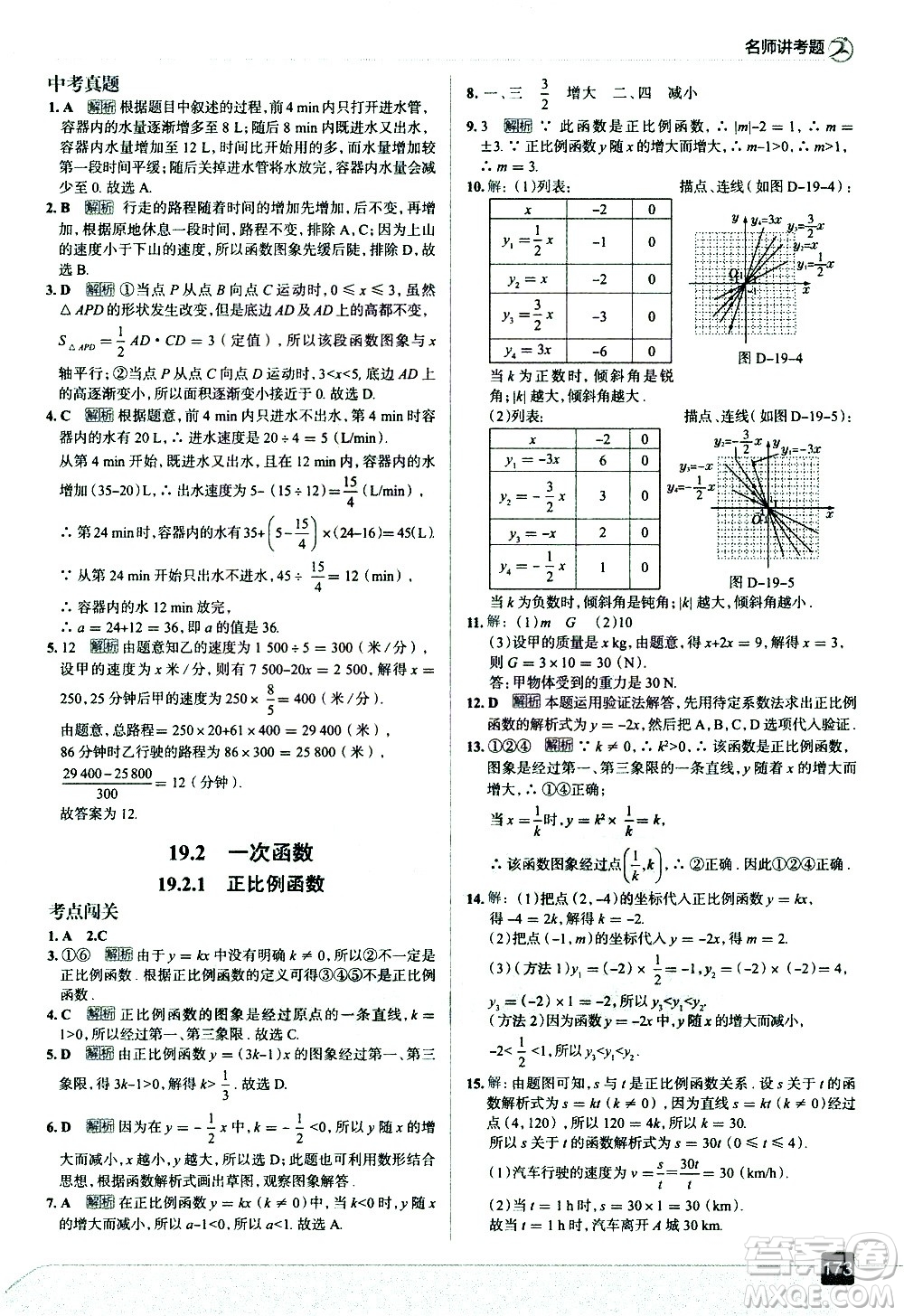 現(xiàn)代教育出版社2021走向中考考場(chǎng)數(shù)學(xué)八年級(jí)下冊(cè)RJ人教版答案