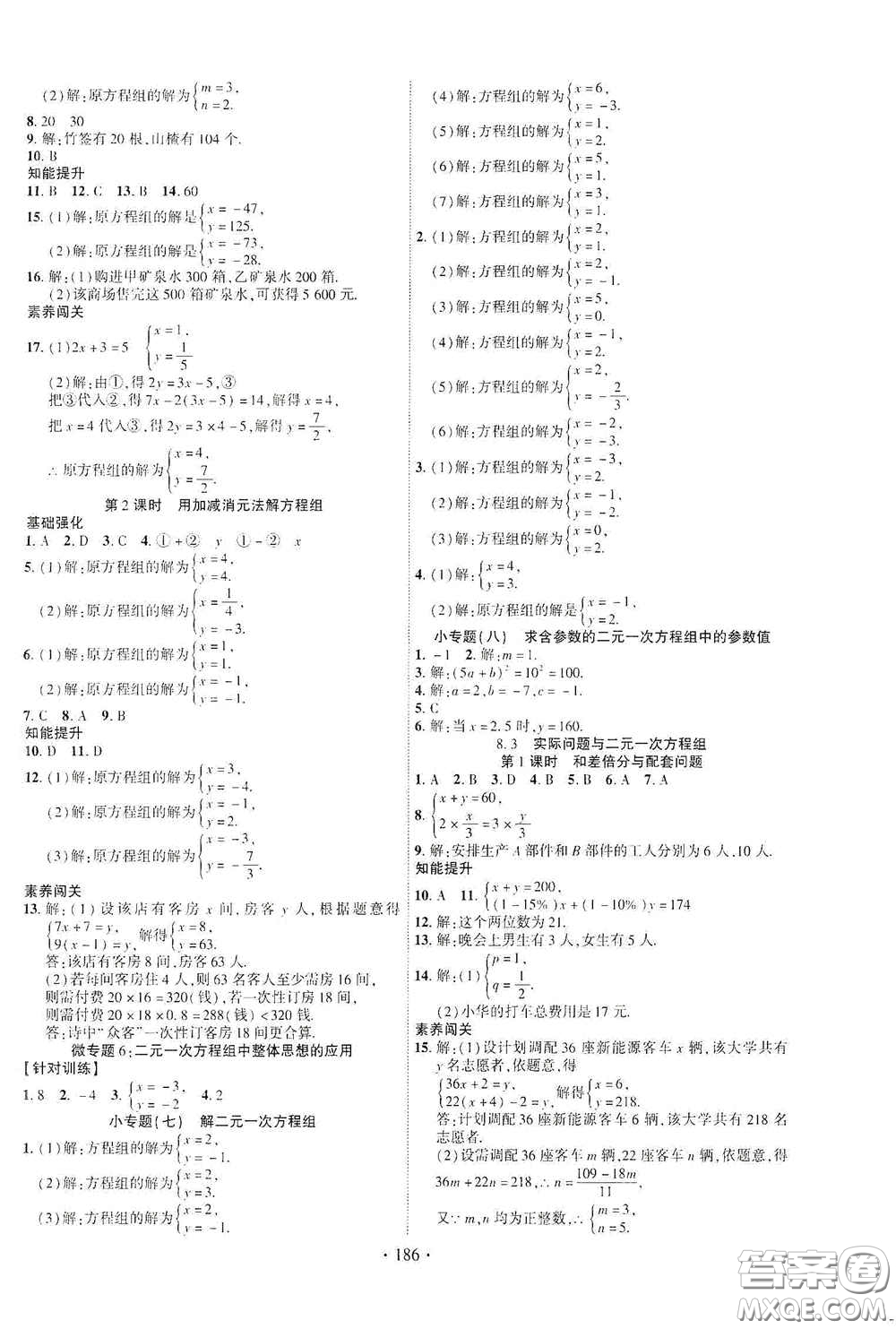 寧夏人民教育出版社2021暢優(yōu)新課堂七年級(jí)數(shù)學(xué)下冊(cè)人教版江西專版答案