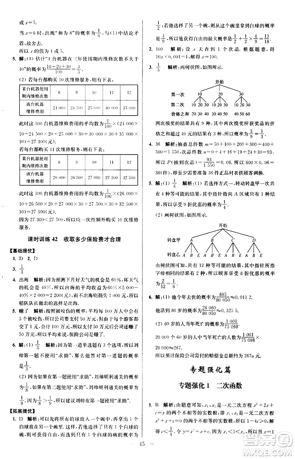 江蘇鳳凰科學技術(shù)出版社2021初中數(shù)學小題狂做提優(yōu)版九年級下冊蘇科版答案