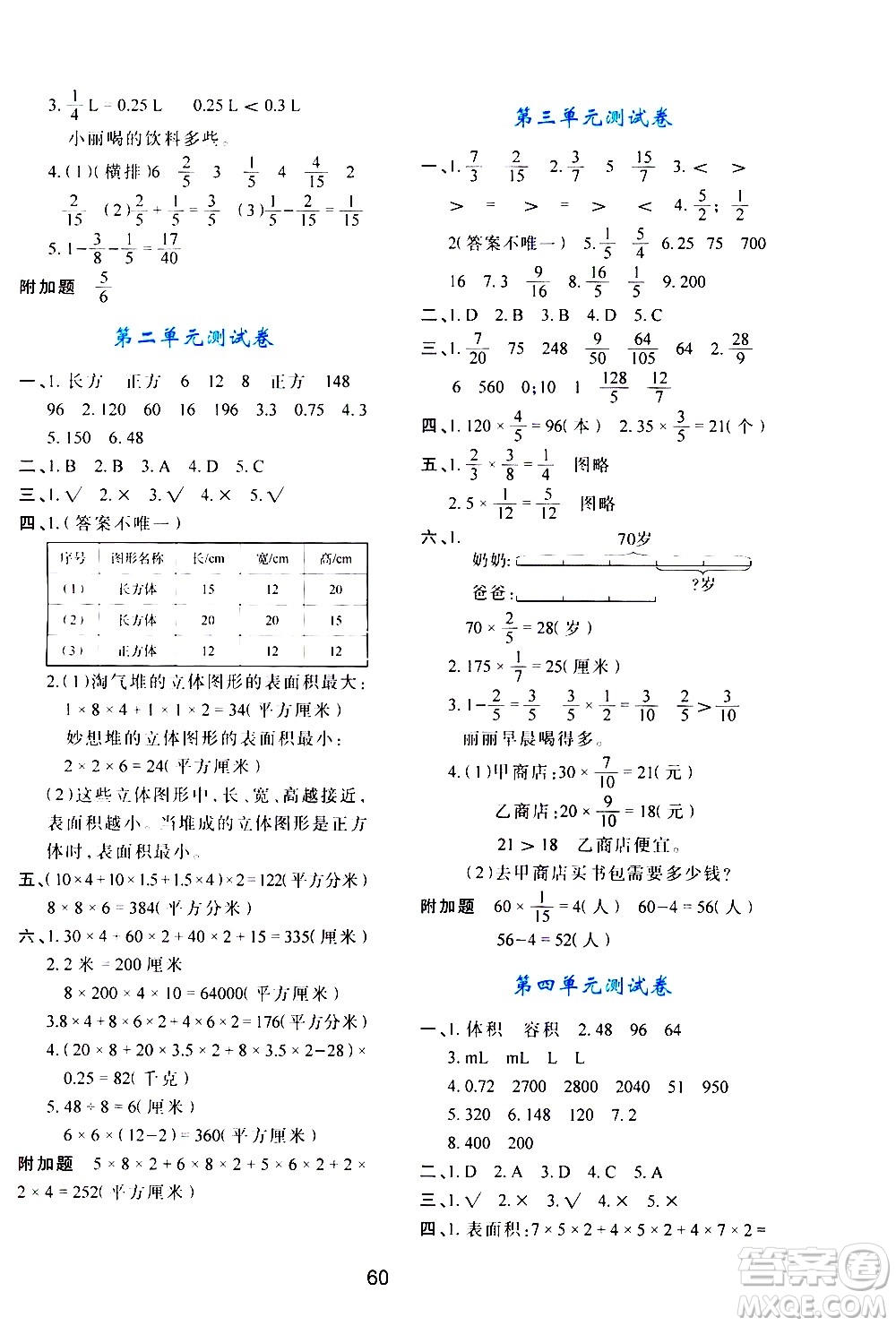 陜西人民教育出版社2021新課程學(xué)習(xí)與評價(jià)五年級數(shù)學(xué)下C北師大版答案