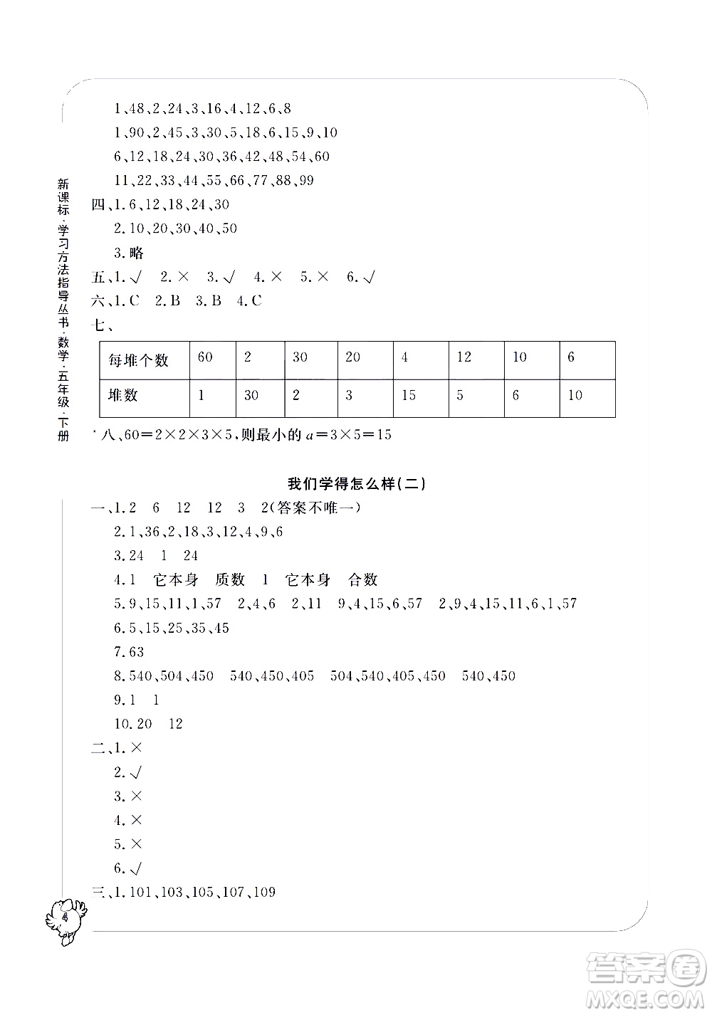 寧波出版社2021學(xué)習(xí)方法指導(dǎo)叢書(shū)數(shù)學(xué)五年級(jí)下冊(cè)人教版答案