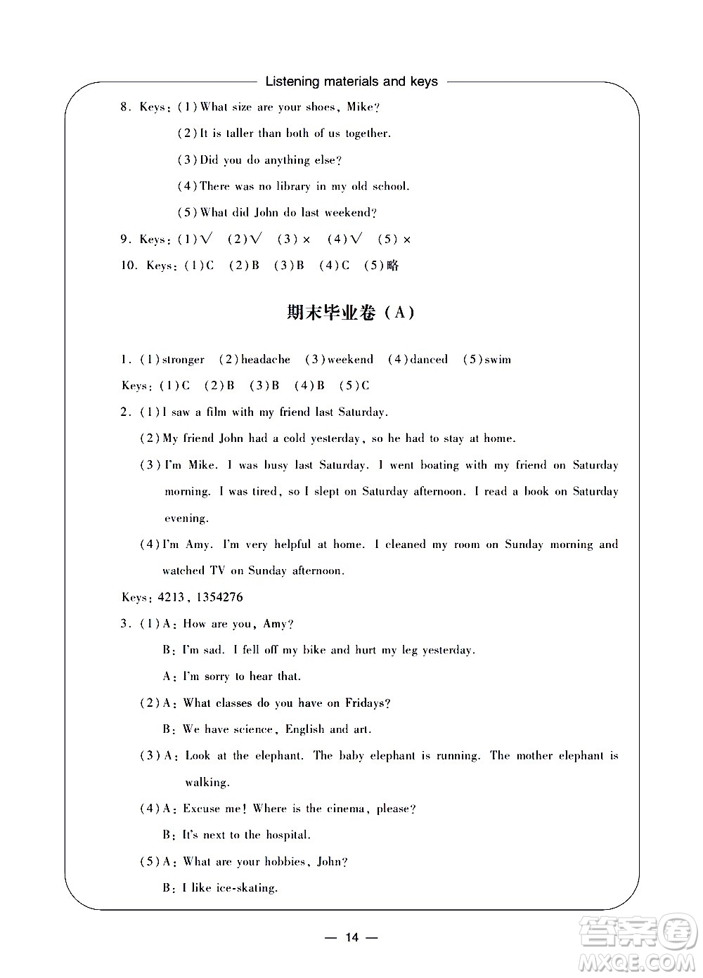 寧波出版社2021學(xué)習(xí)方法指導(dǎo)叢書(shū)英語(yǔ)六年級(jí)下冊(cè)人教版答案