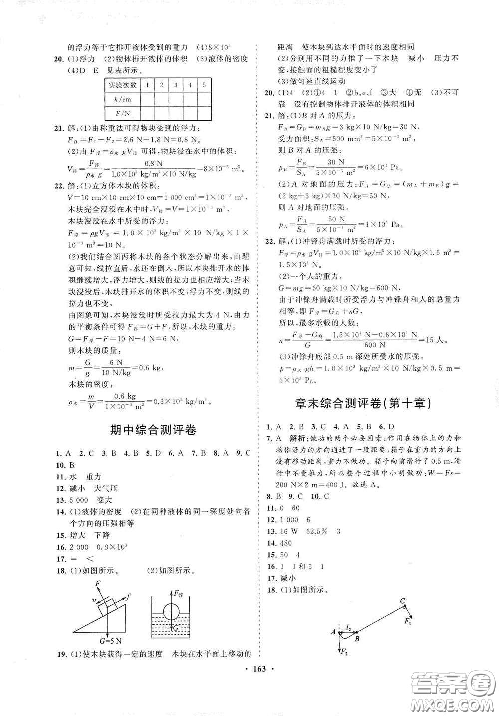 海南出版社2021新課程同步練習(xí)冊(cè)八年級(jí)物理下冊(cè)滬科版答案