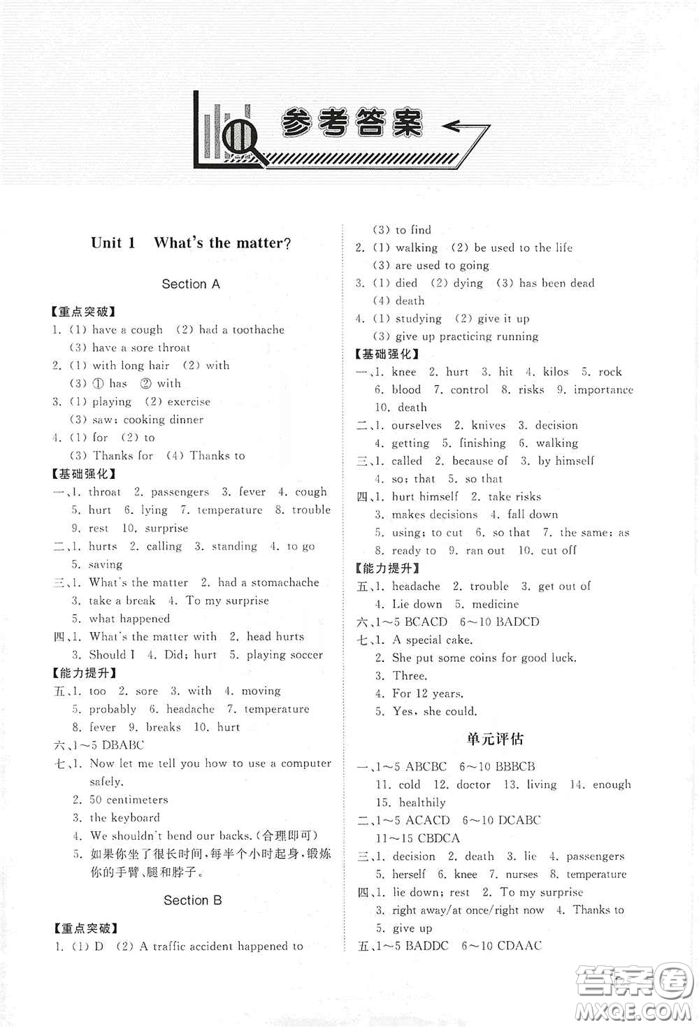 山東科學(xué)技術(shù)出版社2021初中同步練習(xí)冊八年級(jí)英語下冊人教版山東省內(nèi)專用答案