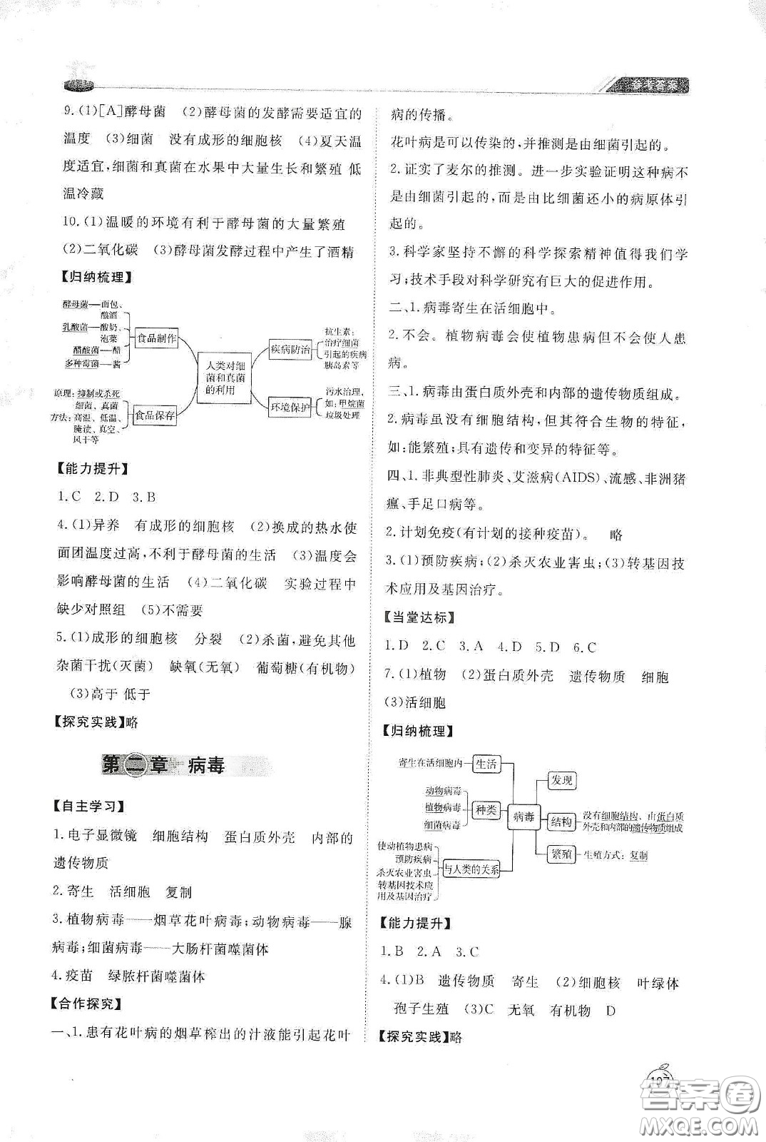 山東友誼出版社2021初中同步練習(xí)冊(cè)七年級(jí)生物學(xué)下冊(cè)魯科版五四學(xué)制答案