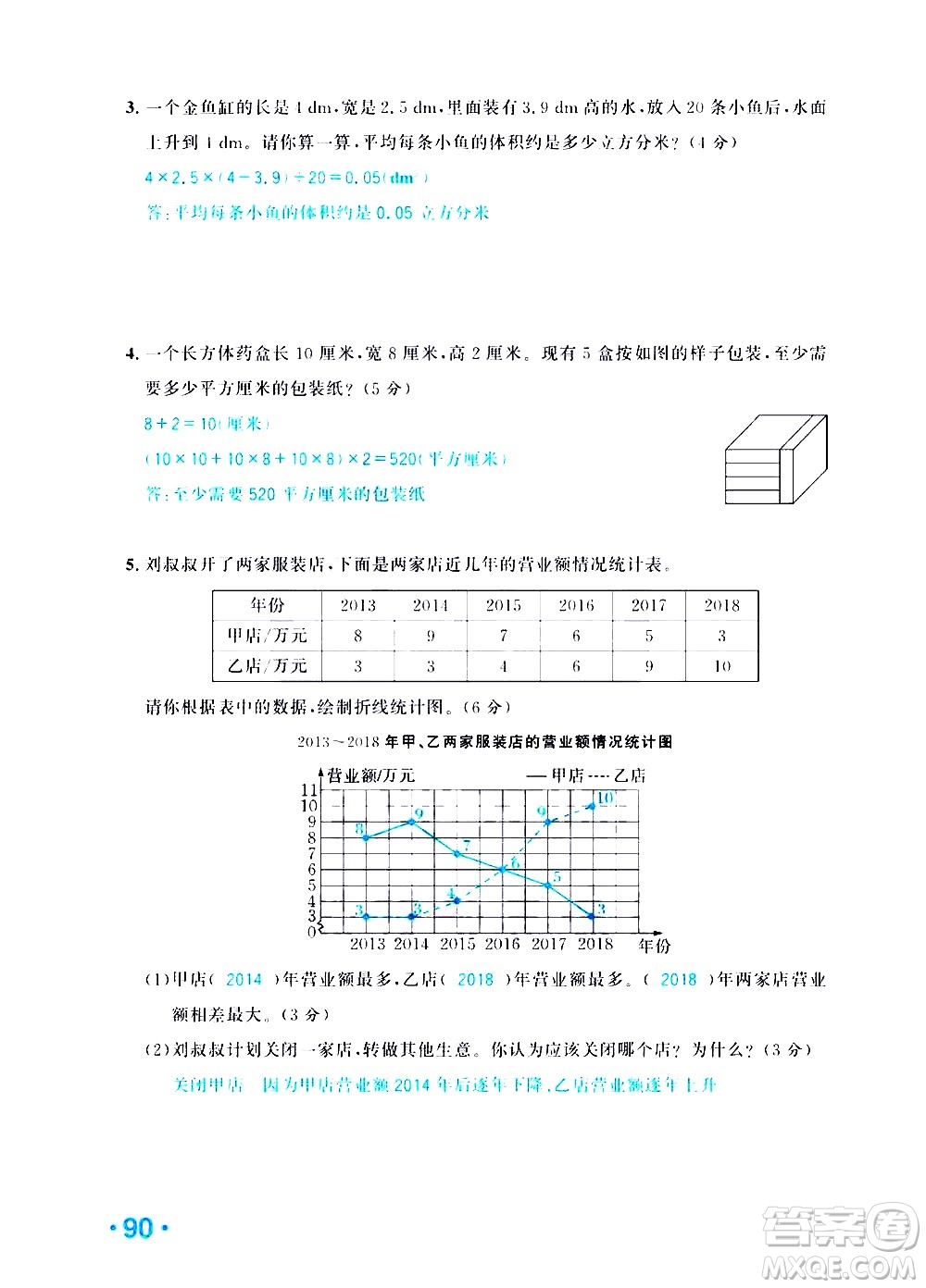 新疆青少年出版社2021小學(xué)一課一練課時(shí)達(dá)標(biāo)數(shù)學(xué)五年級(jí)下冊(cè)RJ人教版答案