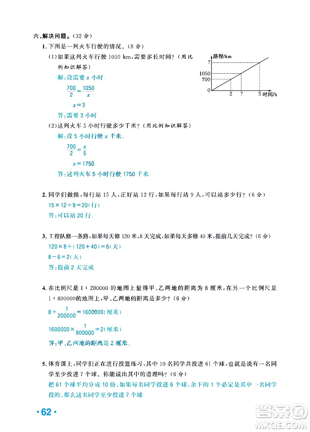 新疆青少年出版社2021小學(xué)一課一練課時達標數(shù)學(xué)六年級下冊RJ人教版答案