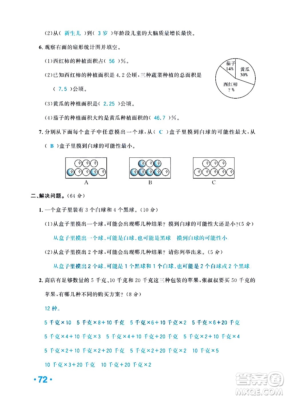 新疆青少年出版社2021小學(xué)一課一練課時達標數(shù)學(xué)六年級下冊RJ人教版答案