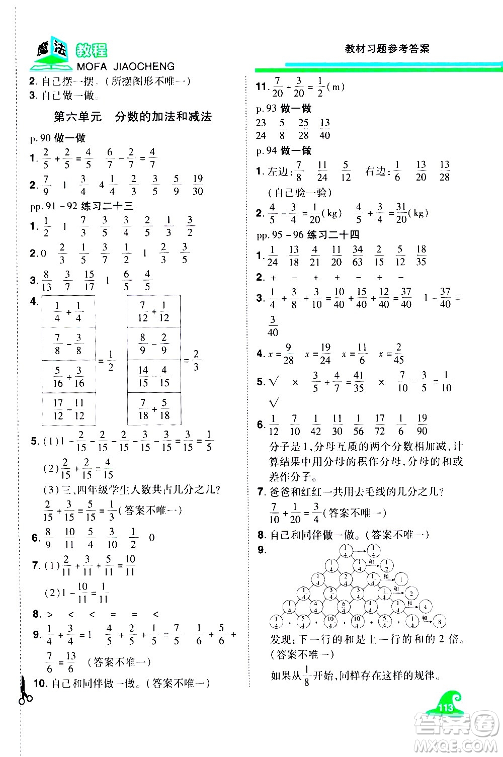 江西美術(shù)出版社2021魔法教程數(shù)學(xué)五年級(jí)下冊(cè)精解版RJ人教版答案