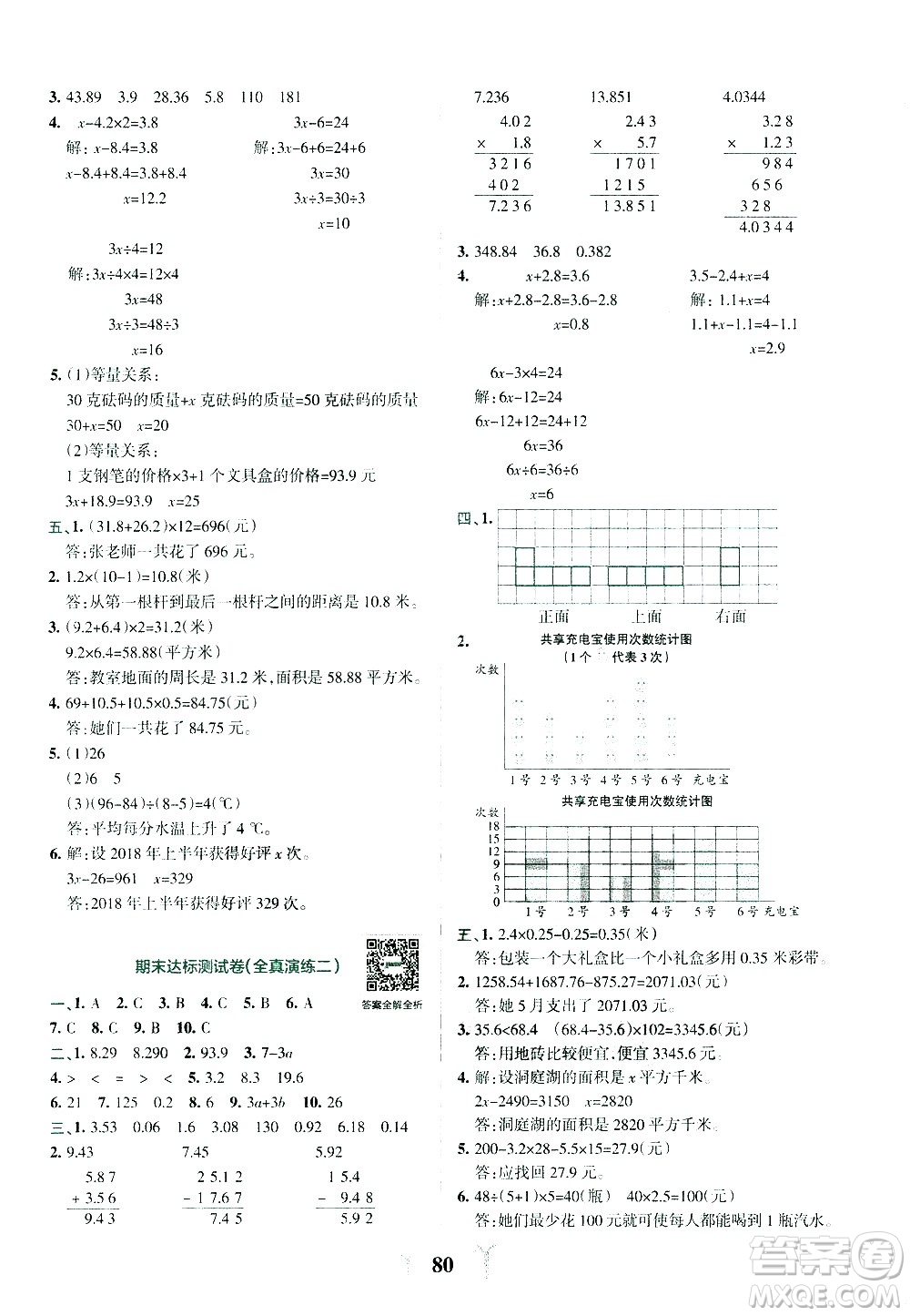 陜西師范大學(xué)出版總社有限公司2021小學(xué)學(xué)霸沖A卷數(shù)學(xué)四年級(jí)下冊(cè)BS北師大版答案