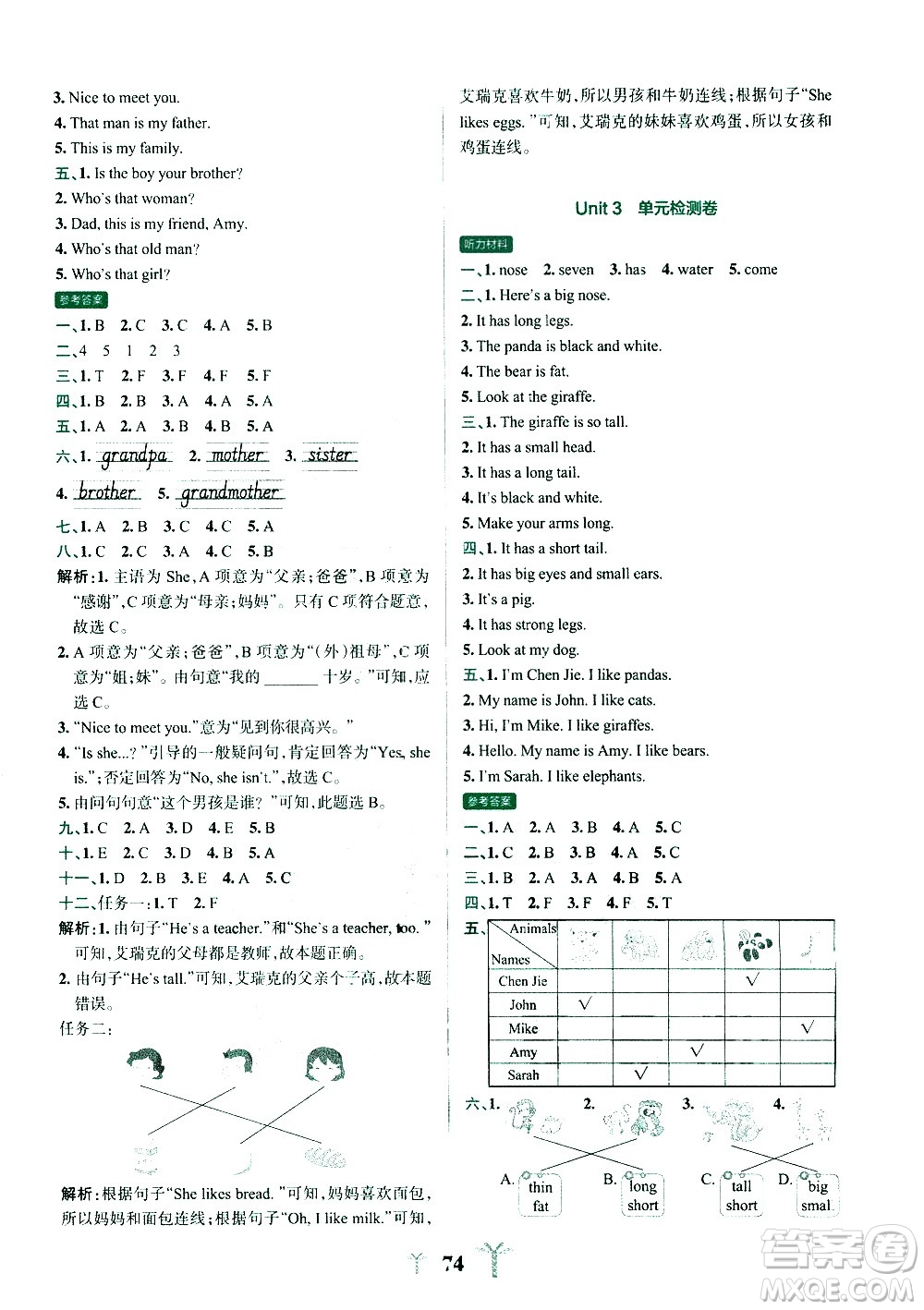 陜西師范大學(xué)出版總社有限公司2021小學(xué)學(xué)霸沖A卷英語(yǔ)三年級(jí)下冊(cè)RJ人教版答案