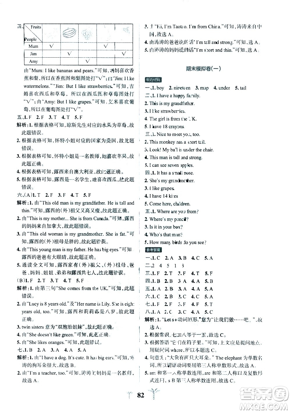 陜西師范大學(xué)出版總社有限公司2021小學(xué)學(xué)霸沖A卷英語(yǔ)三年級(jí)下冊(cè)RJ人教版答案