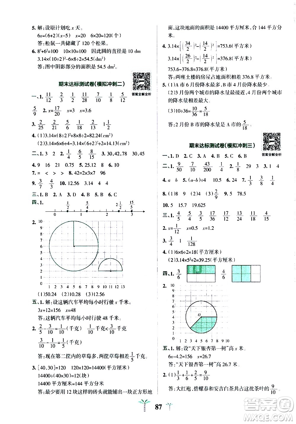 陜西師范大學(xué)出版總社有限公司2021小學(xué)學(xué)霸沖A卷數(shù)學(xué)五年級下冊SJ蘇教版答案