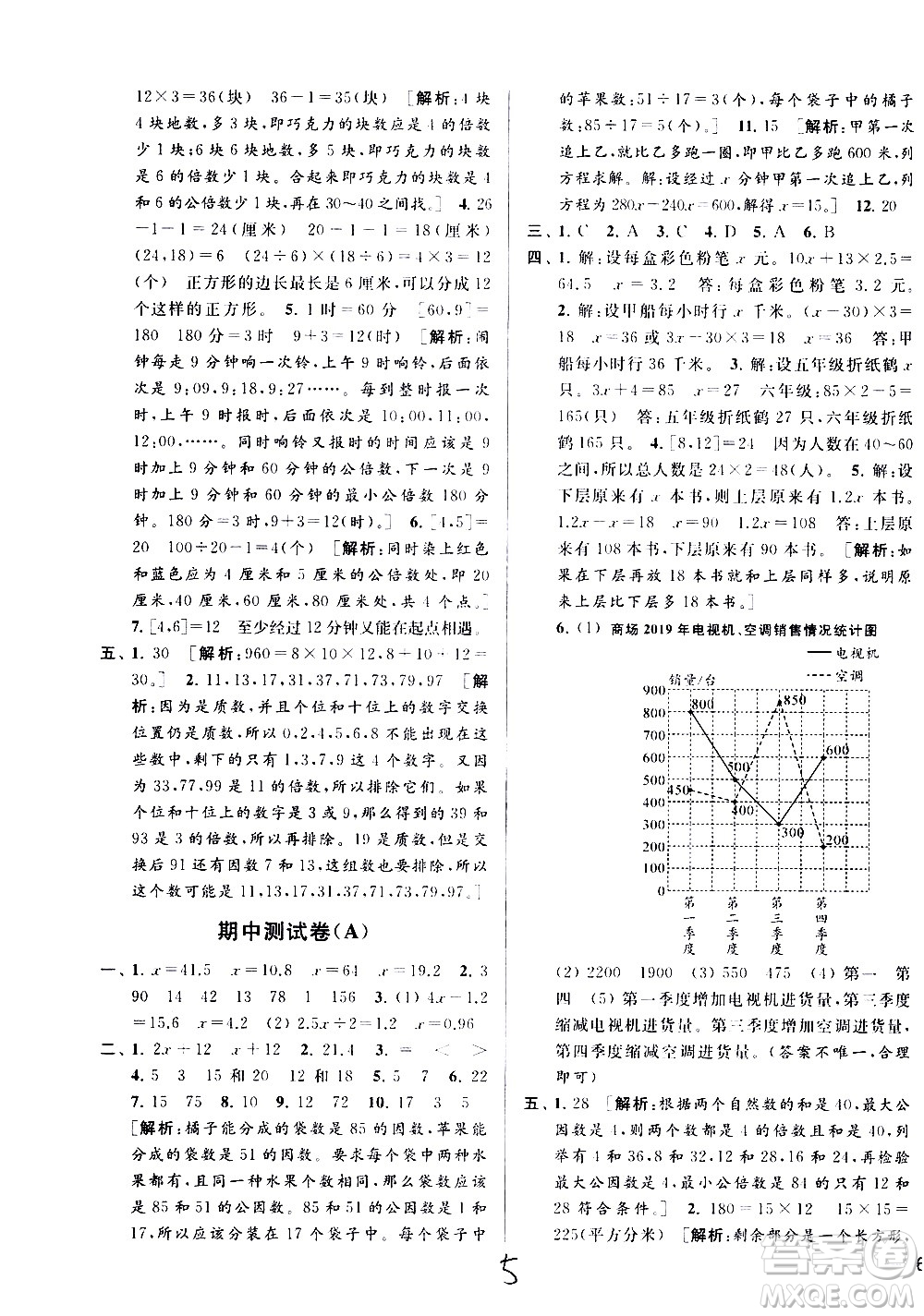 新世紀(jì)出版社2021亮點(diǎn)給力大試卷數(shù)學(xué)五年級(jí)下冊(cè)江蘇國(guó)際版答案