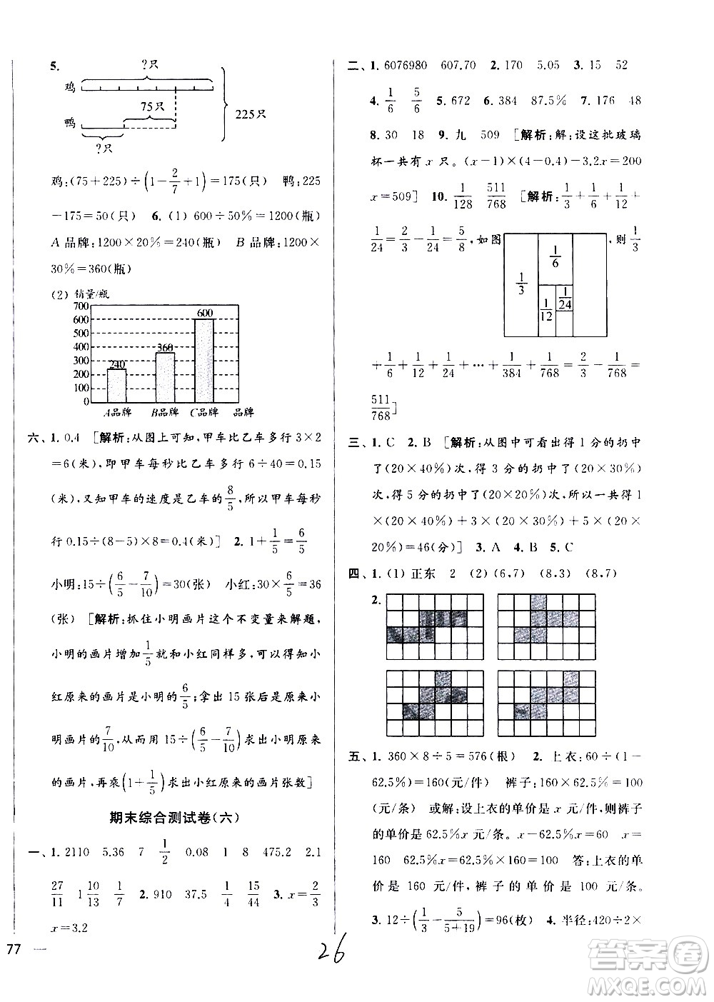 新世紀出版社2021亮點給力大試卷數(shù)學六年級下冊江蘇國際版答案