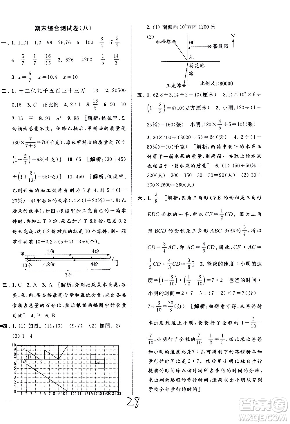 新世紀出版社2021亮點給力大試卷數(shù)學六年級下冊江蘇國際版答案