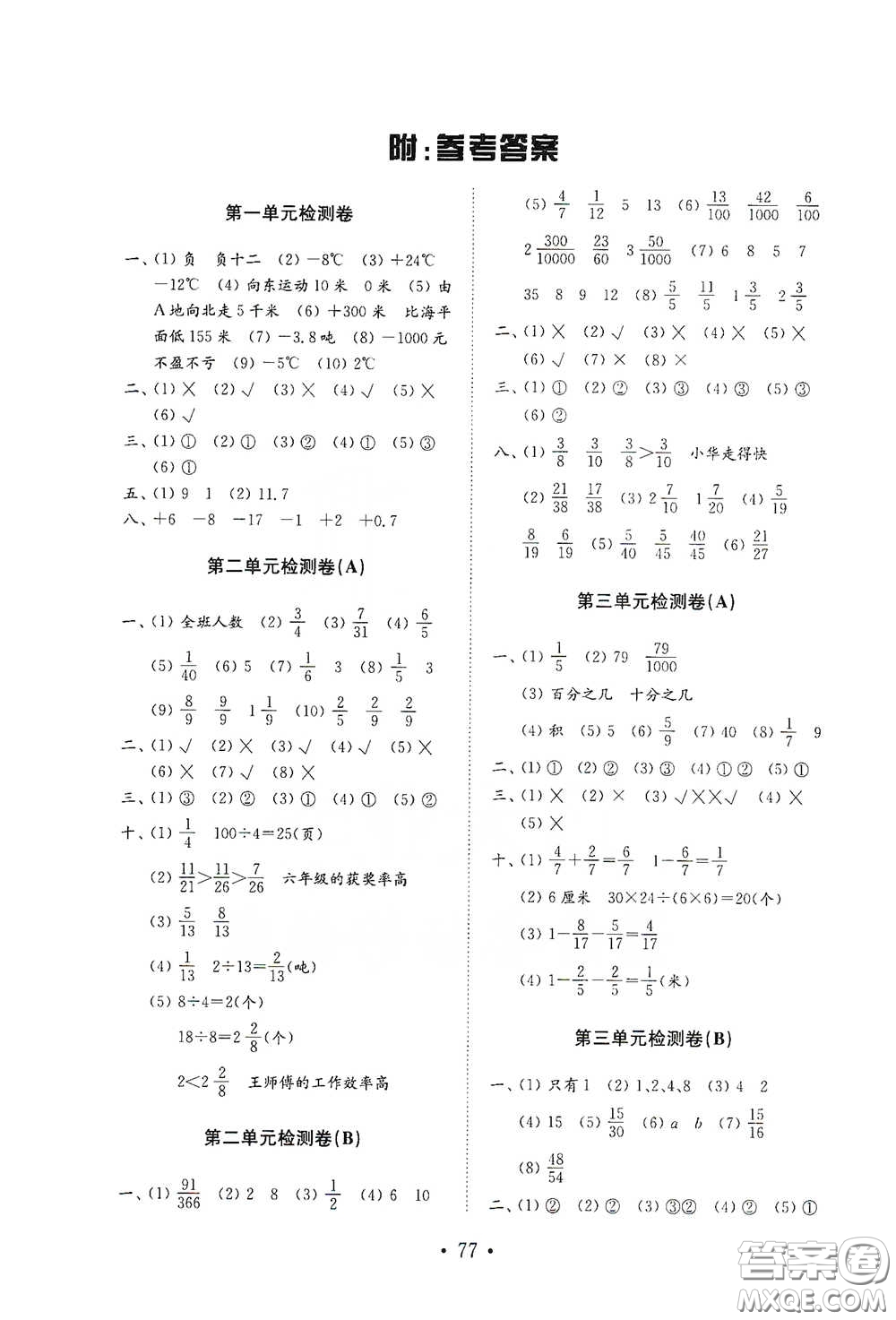 山東教育出版社2021小學(xué)數(shù)學(xué)試卷金鑰匙五年級(jí)下冊答案