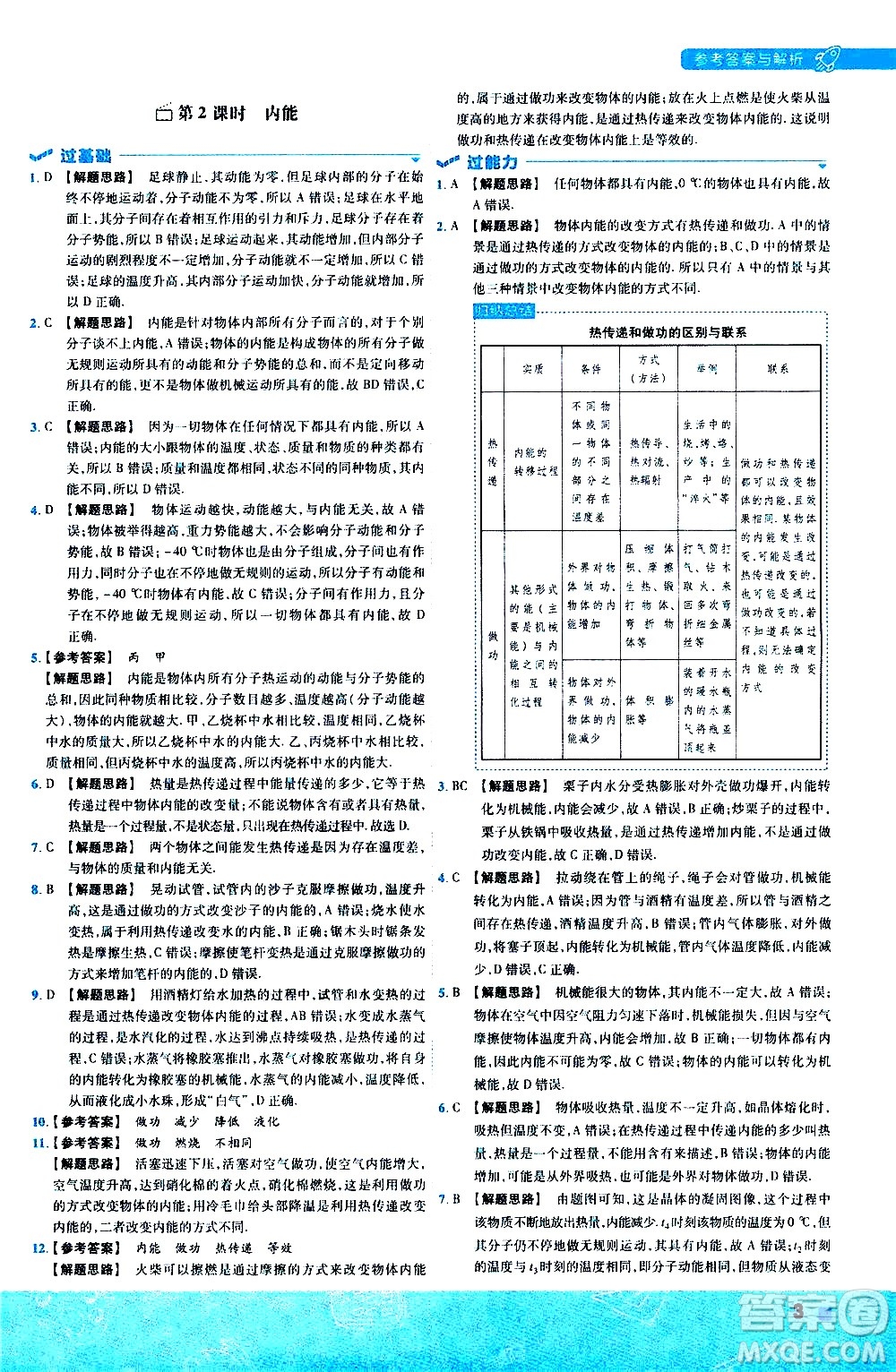 南京師范大學(xué)出版社2021版一遍過(guò)初中物理九年級(jí)全一冊(cè)BS北師大版答案