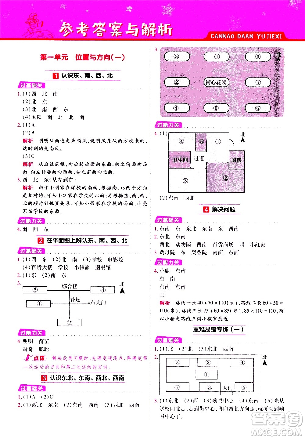 南京師范大學(xué)出版社2021春季一遍過小學(xué)數(shù)學(xué)三年級下冊RJ人教版答案