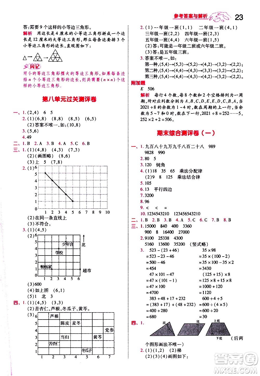 南京師范大學(xué)出版社2021春季一遍過小學(xué)數(shù)學(xué)四年級下冊SJ蘇教版答案