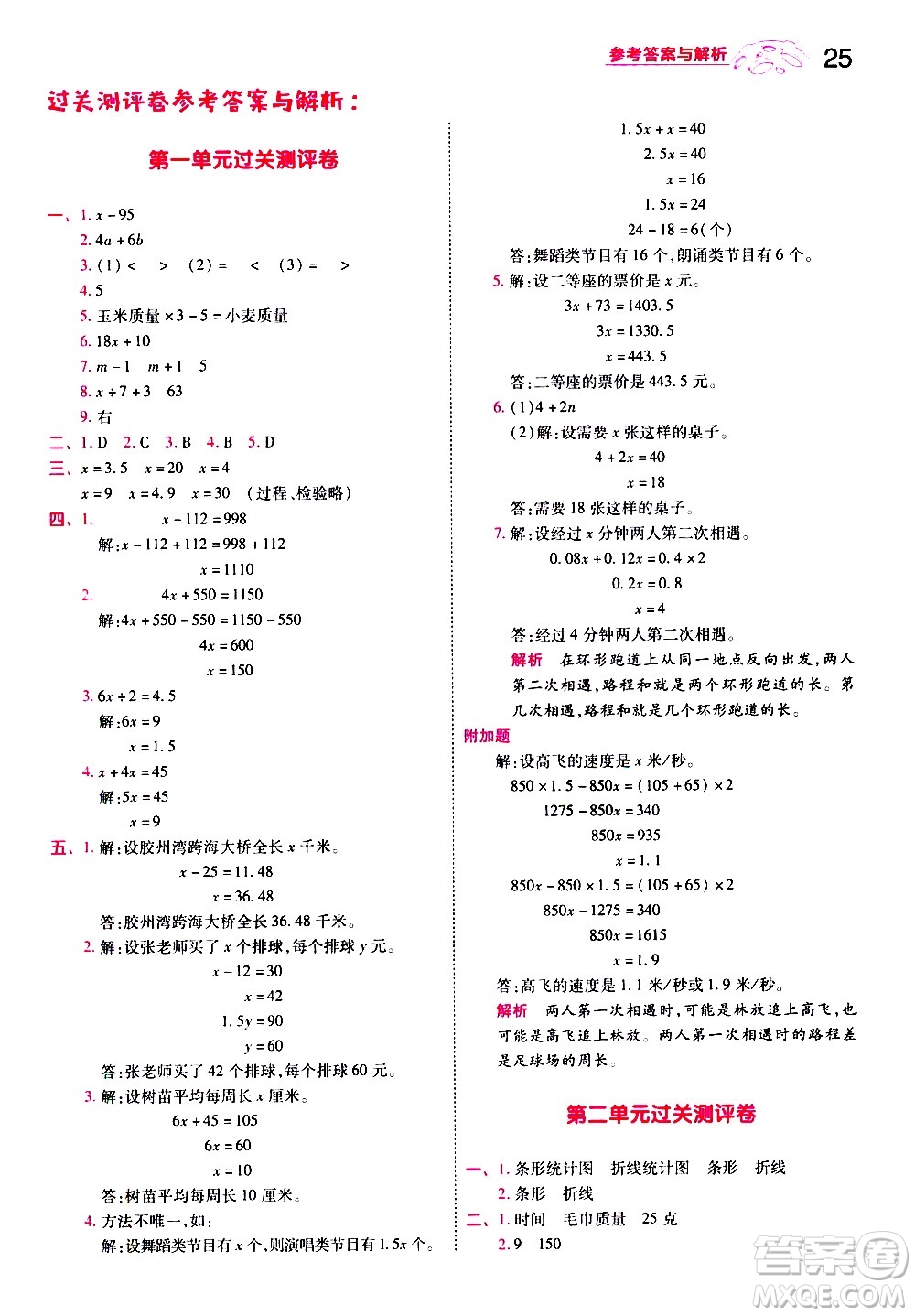 南京師范大學(xué)出版社2021春季一遍過小學(xué)數(shù)學(xué)五年級下冊SJ蘇教版答案