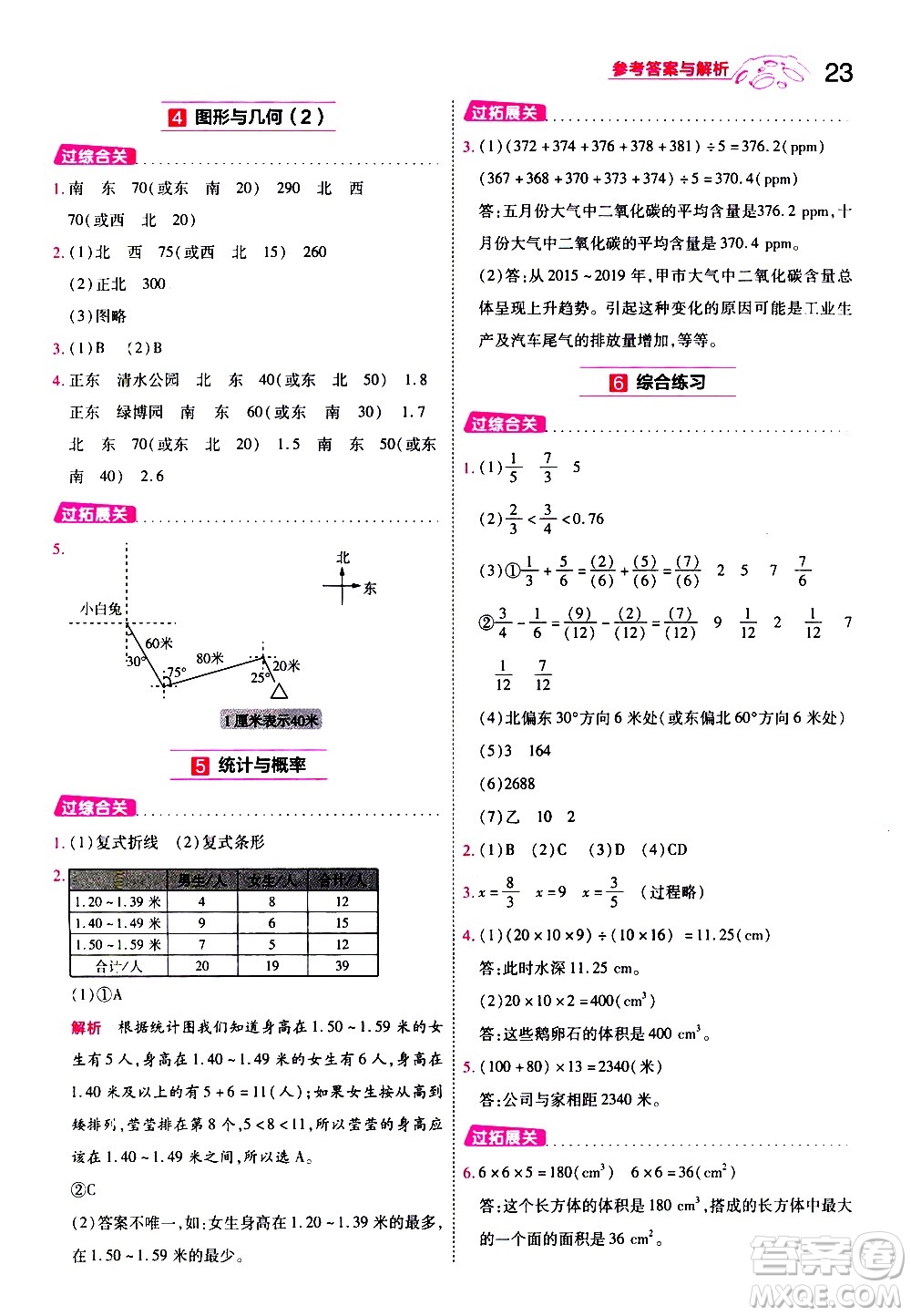 南京師范大學(xué)出版社2021春季一遍過小學(xué)數(shù)學(xué)五年級下冊BSD北師大版答案