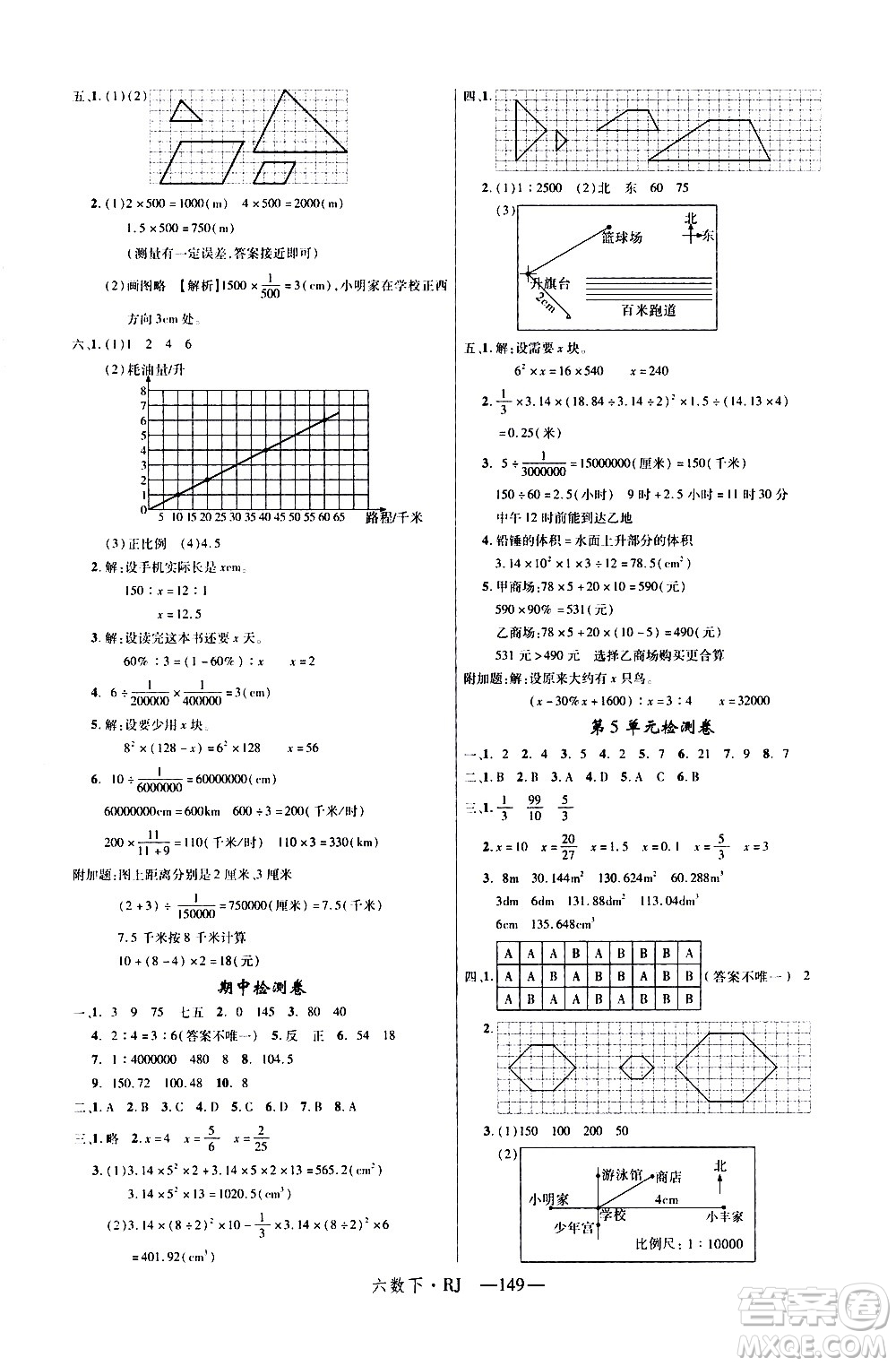 延邊大學(xué)出版社2021新領(lǐng)程數(shù)學(xué)六年級下冊RJ人教版答案