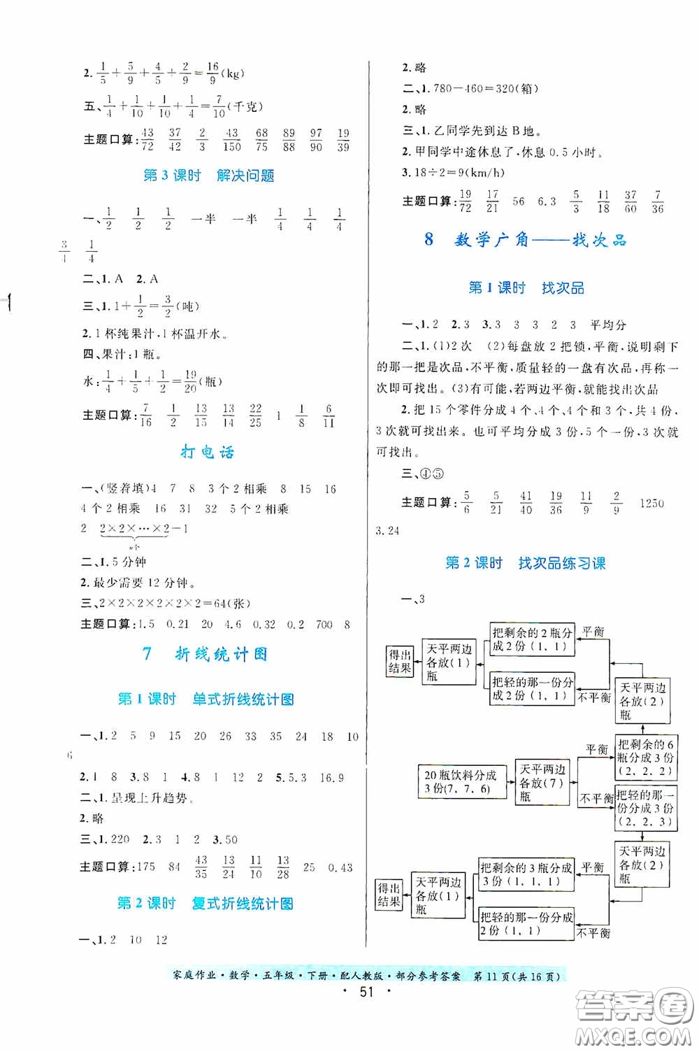 貴州人民出版社2021家庭作業(yè)五年級數(shù)學(xué)下冊人教版答案