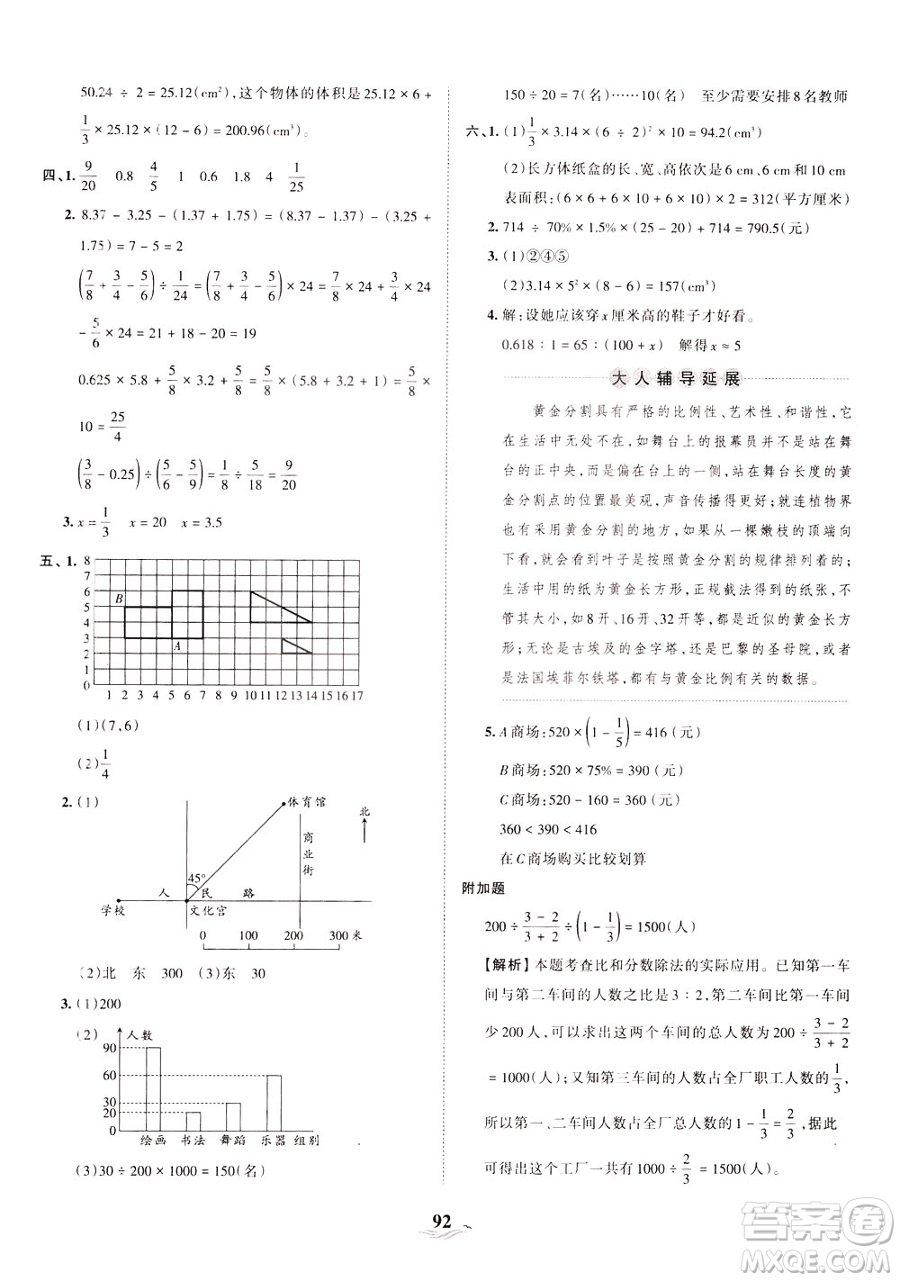 江西人民出版社2021春王朝霞培優(yōu)100分?jǐn)?shù)學(xué)六年級(jí)下冊(cè)RJ人教版答案