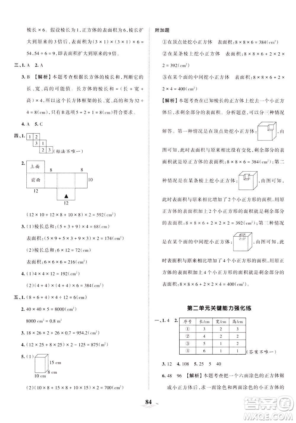 江西人民出版社2021春王朝霞培優(yōu)100分?jǐn)?shù)學(xué)五年級(jí)下冊BS北師大版答案