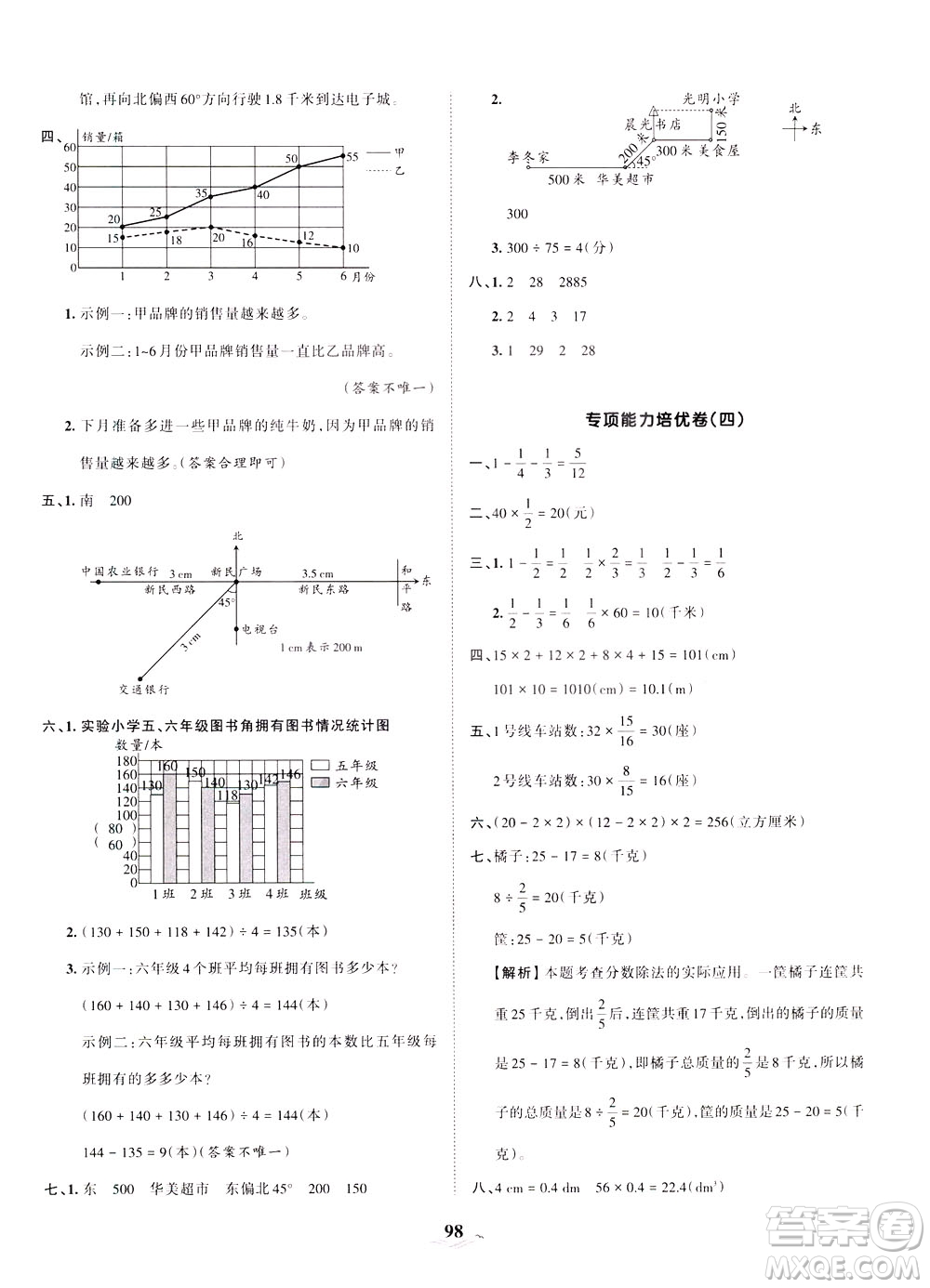 江西人民出版社2021春王朝霞培優(yōu)100分?jǐn)?shù)學(xué)五年級(jí)下冊BS北師大版答案