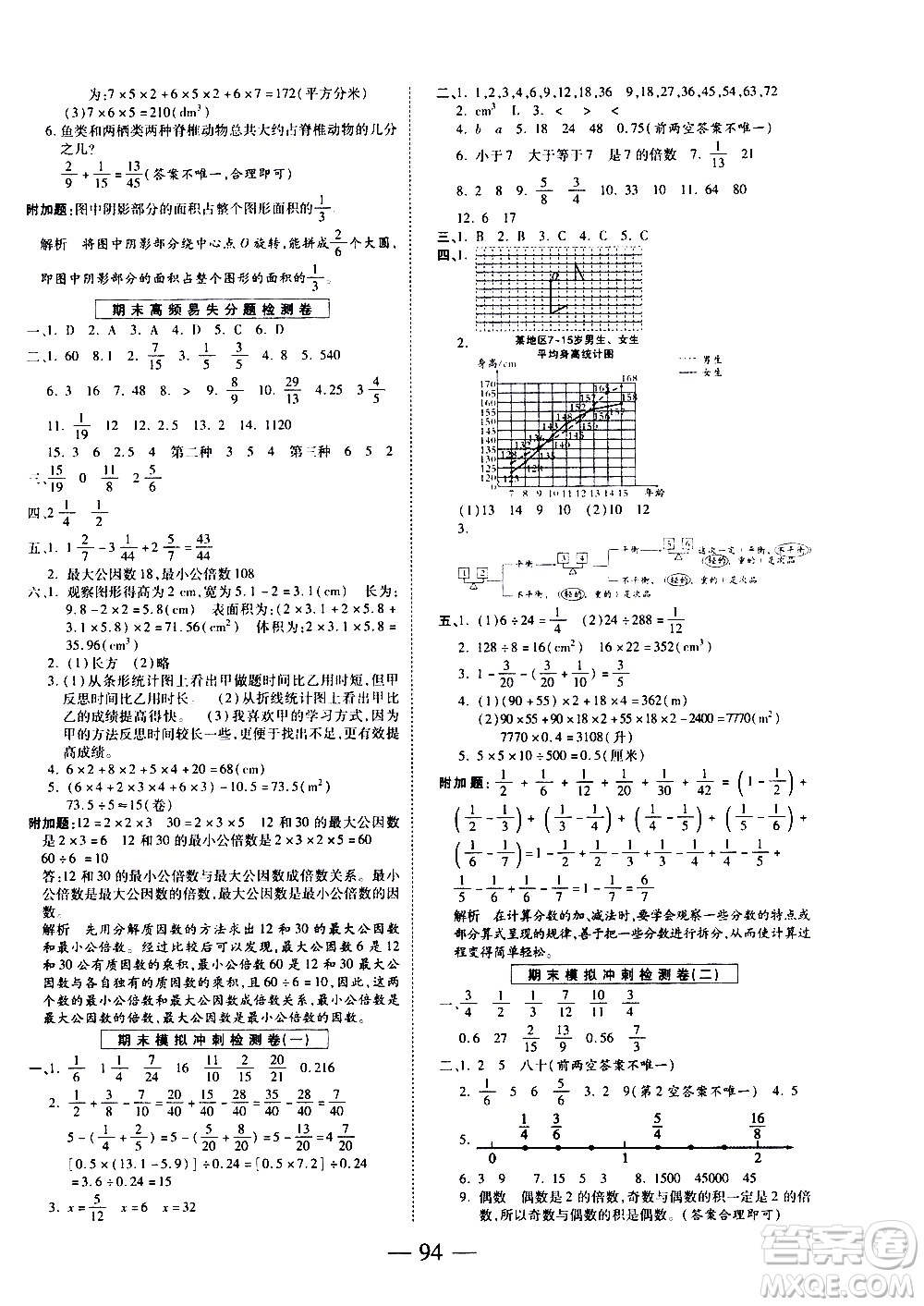 天地出版社2021名師優(yōu)題小學(xué)系列卷數(shù)學(xué)五年級(jí)下冊(cè)RJ人教版答案