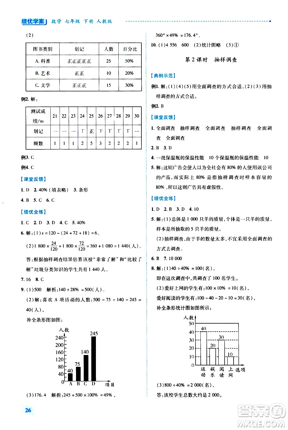 陜西師范大學(xué)出版總社有限公司2021績(jī)優(yōu)學(xué)案數(shù)學(xué)七年級(jí)下冊(cè)人教版答案