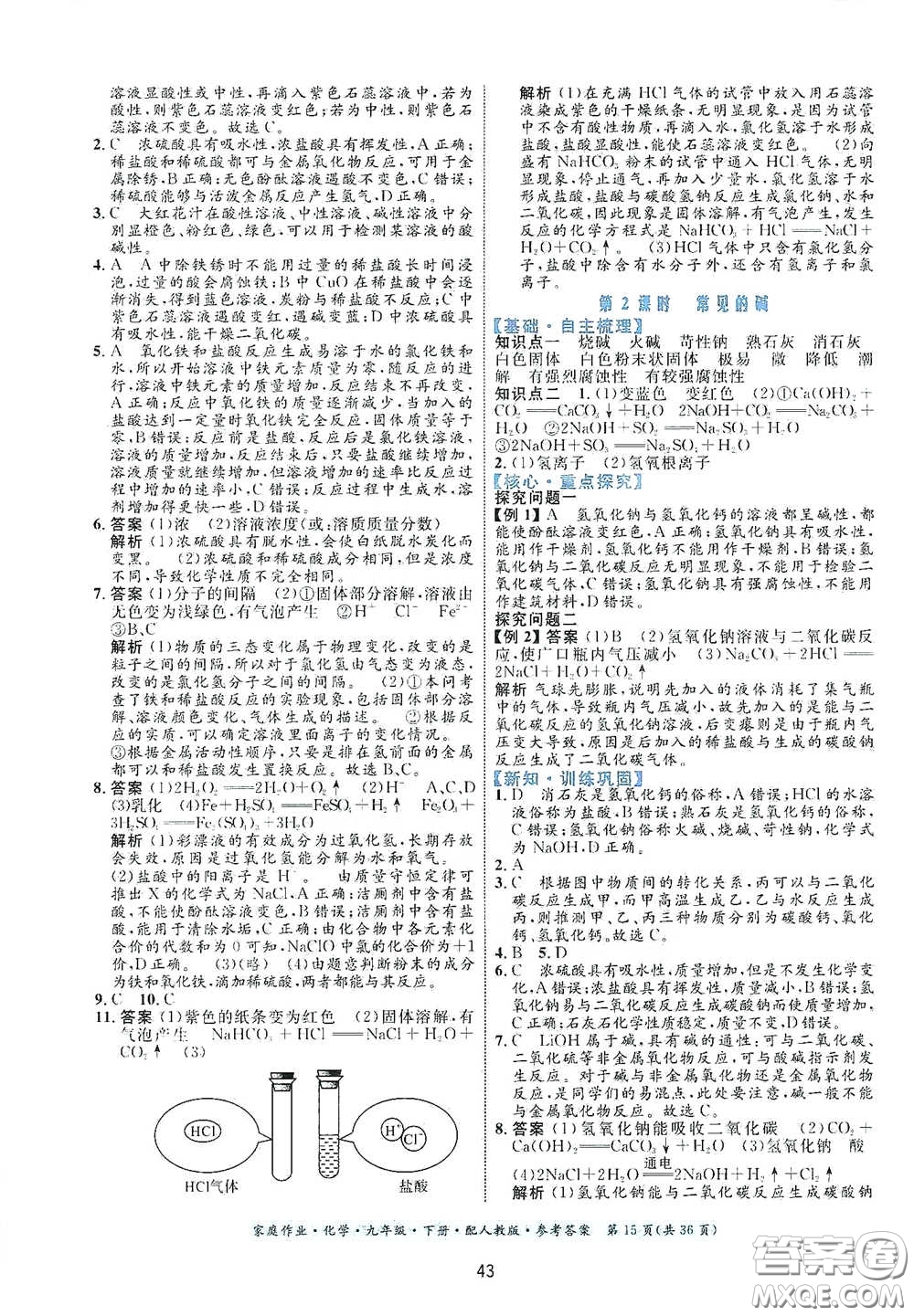 貴州人民出版社2021家庭作業(yè)九年級(jí)化學(xué)下冊(cè)人教版答案