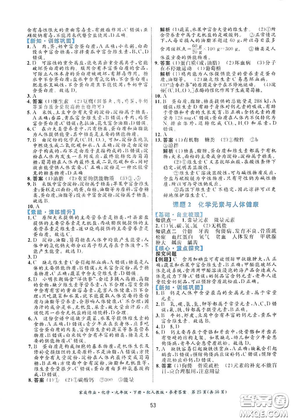 貴州人民出版社2021家庭作業(yè)九年級(jí)化學(xué)下冊(cè)人教版答案