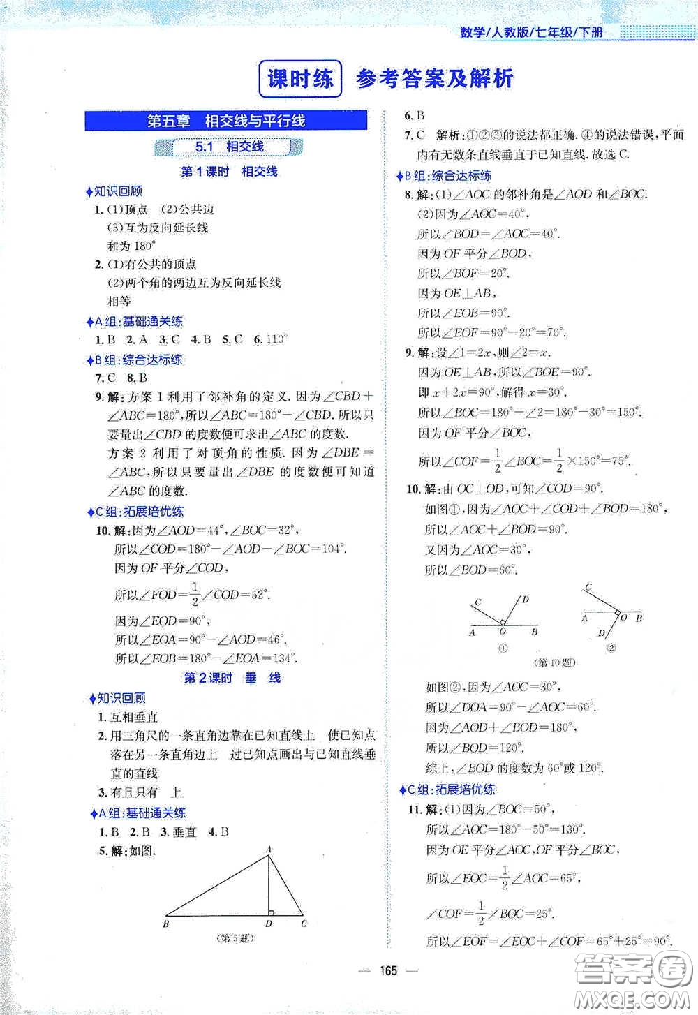 安徽教育出版社2021新編基礎(chǔ)訓(xùn)練七年級(jí)數(shù)學(xué)下冊(cè)人教版答案