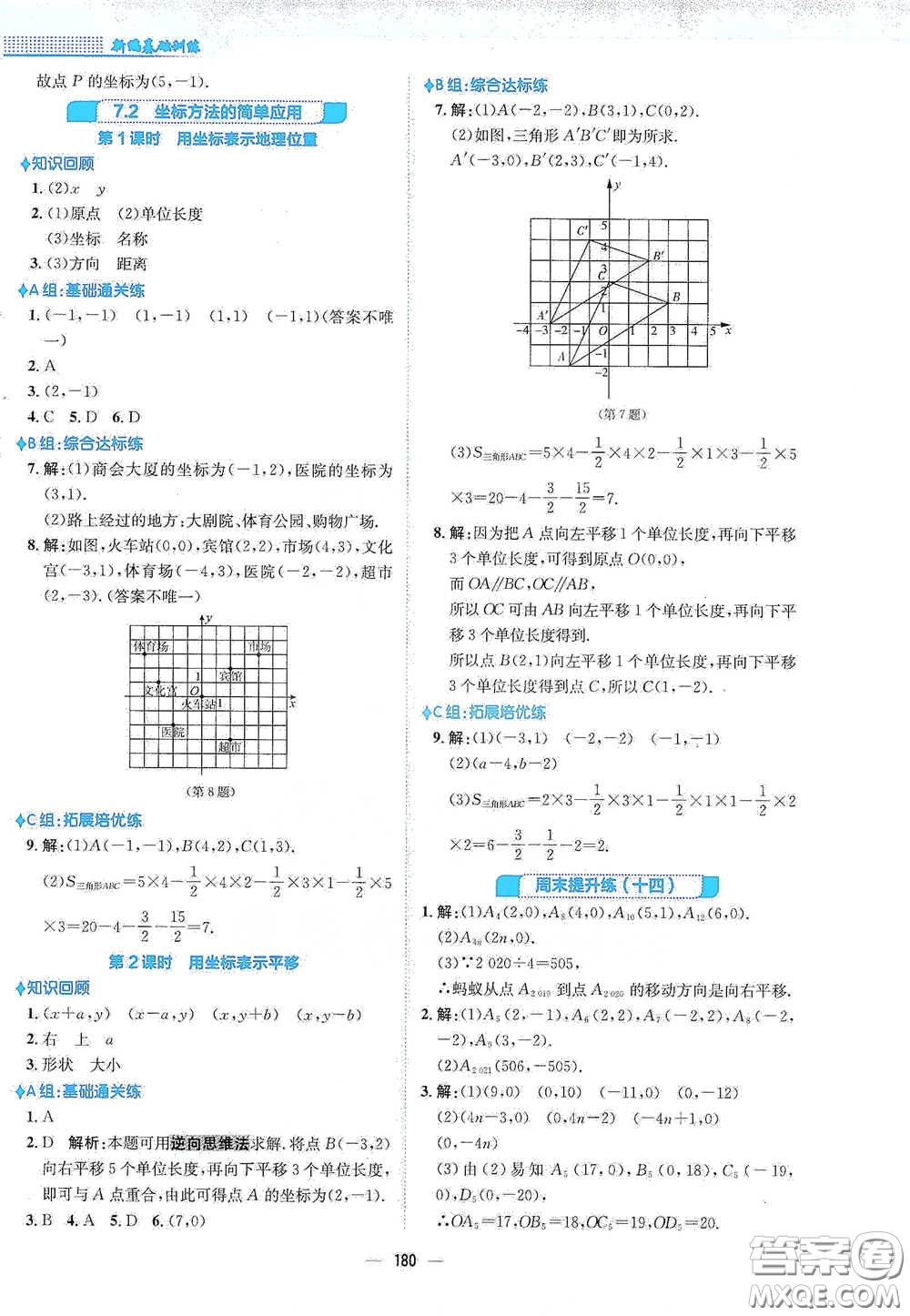 安徽教育出版社2021新編基礎(chǔ)訓(xùn)練七年級(jí)數(shù)學(xué)下冊(cè)人教版答案