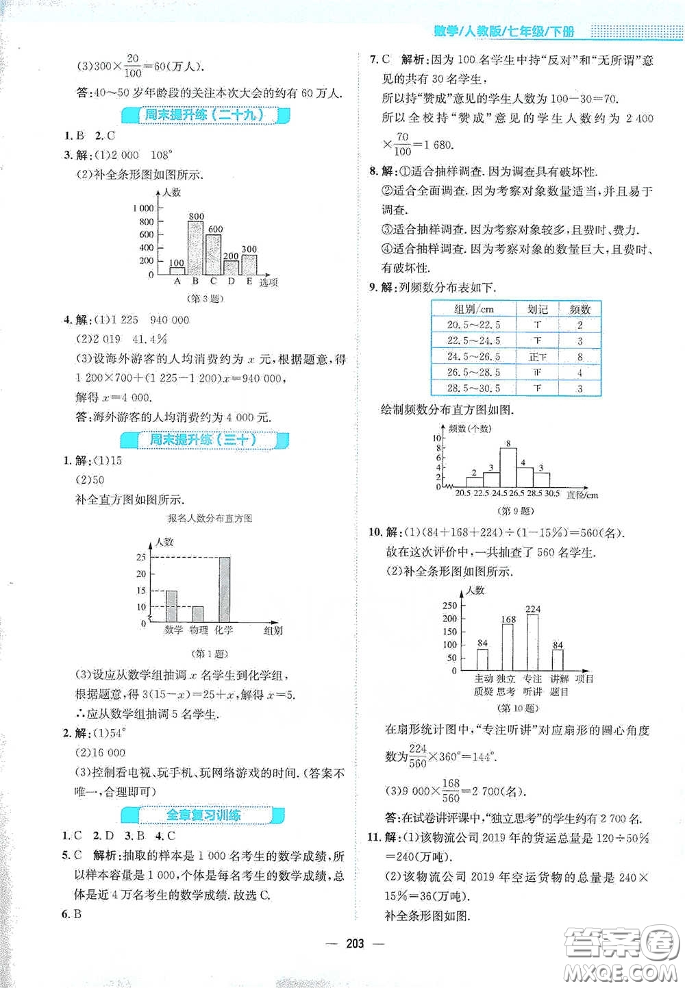 安徽教育出版社2021新編基礎(chǔ)訓(xùn)練七年級(jí)數(shù)學(xué)下冊(cè)人教版答案