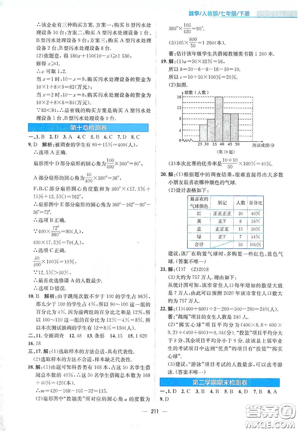 安徽教育出版社2021新編基礎(chǔ)訓(xùn)練七年級(jí)數(shù)學(xué)下冊(cè)人教版答案