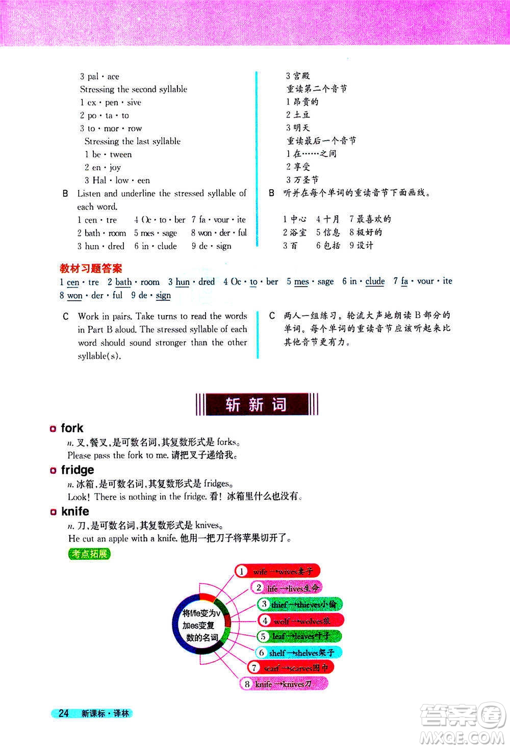 吉林人民出版社2021新教材完全解讀英語七年級下新課標譯林版答案