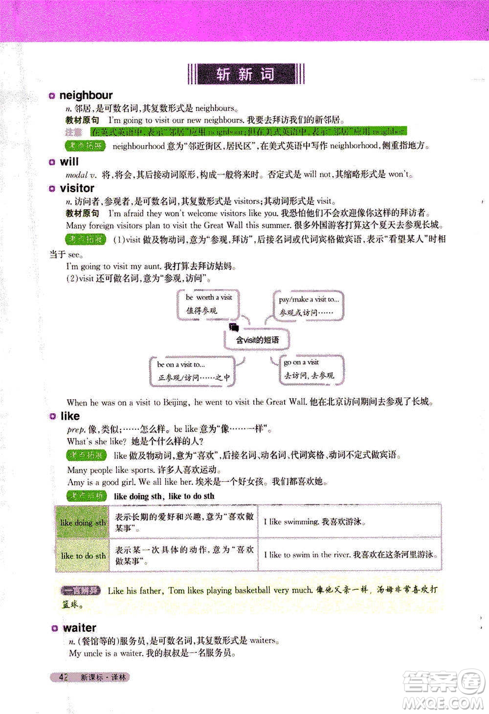 吉林人民出版社2021新教材完全解讀英語七年級下新課標譯林版答案