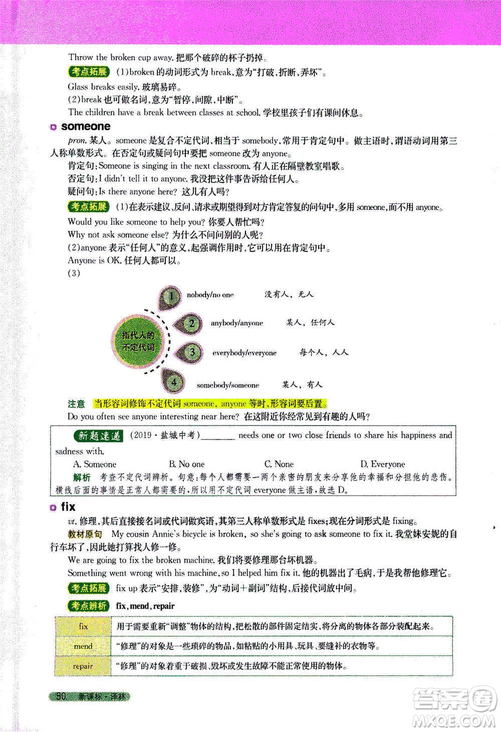 吉林人民出版社2021新教材完全解讀英語七年級下新課標譯林版答案