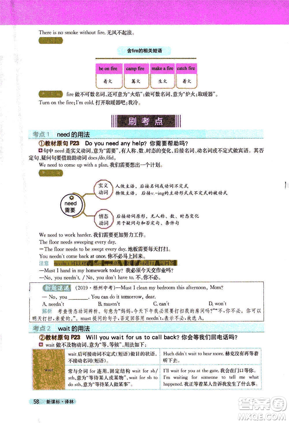 吉林人民出版社2021新教材完全解讀英語七年級下新課標譯林版答案